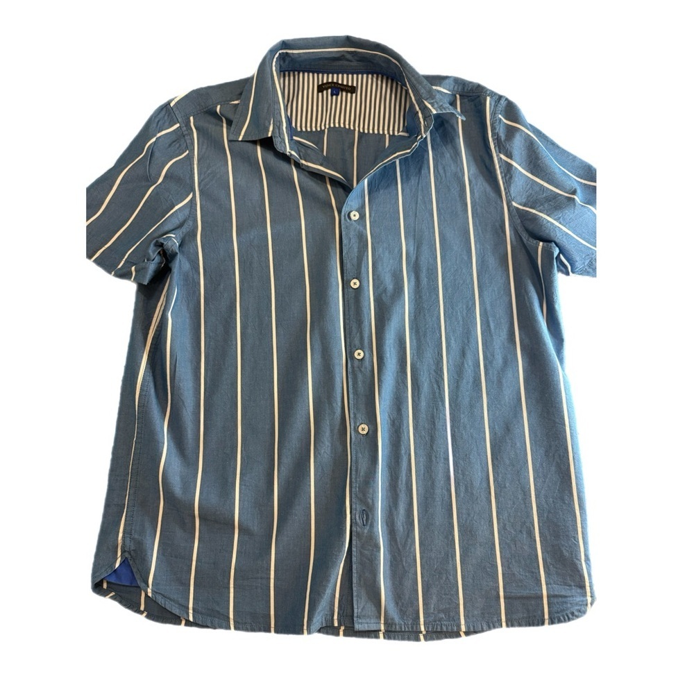 Vince Camuto Navy and Cream Striped Shirt